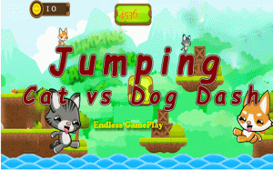 Jumping Cat vs Dog Dash - Fun Platformer Online Arcade Game